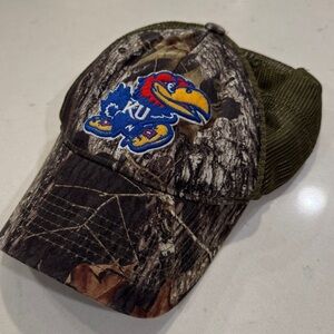 Vintage KU Jayhawks Camo Trucker Hat - NCAA Licensed - One Size Fits All